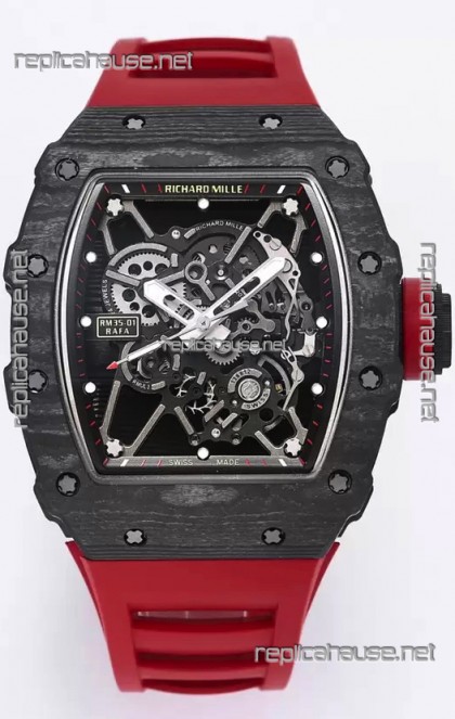 Richard Mille RM35-01 Rafael Nadal Carbon Fiber Casing with Genuine Tourbillon Super Clone Watch