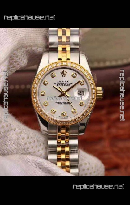 Rolex Datejust Ladies 28MM Cal.3135 Movement Swiss Replica in 904L Steel Yellow Gold 2 Tone Case