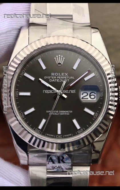 Rolex Datejust 41MM Cal.3135 Movement Swiss Replica Watch in 904L Steel Casing Grey Dial