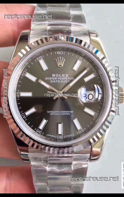 Rolex Datejust 41MM Cal.3135 Movement Swiss Replica Watch in 904L Steel Grey Dial