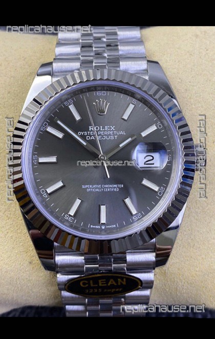 Rolex Datejust 41MM Cal.3135 Movement Swiss Replica Watch in 904L Steel  / Grey Dial