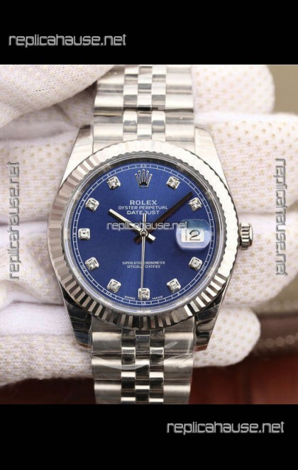 Rolex Datejust 41MM Cal.3135 Movement Swiss Replica Watch in 904L Steel /  Blue Dial