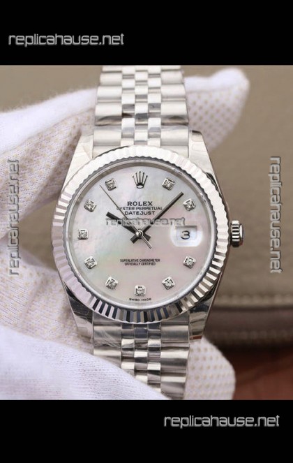 Rolex Datejust 41MM Cal.3135 Movement Swiss Replica Watch in 904L Steel Pearl Dial