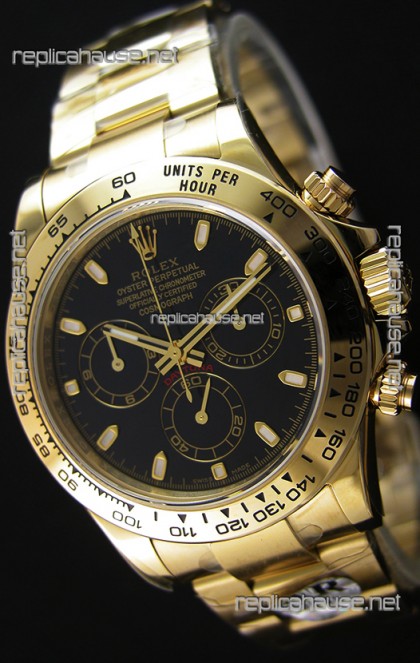 Rolex Cosmograph Daytona 116528 Yellow Gold Original Cal.4130 Movement - Improved Ultimate 904L Steel Watch
