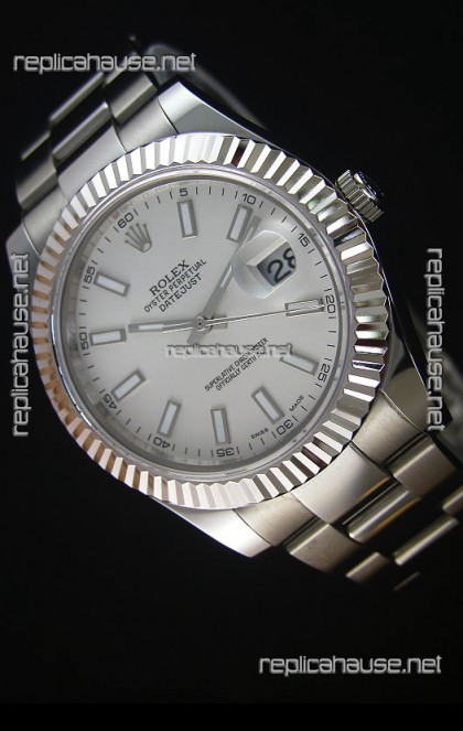 Rolex Datejust Japanese Replica Watch - Grey Dial in 41MM with Oyster Strap