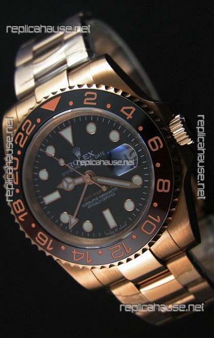 Rolex GMT Masters Japanese Replica Watch in Rose Gold Casing