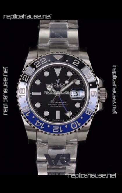 Rolex GMT Masters Batman Japanese Replica Movement Watch in Oyster Strap 