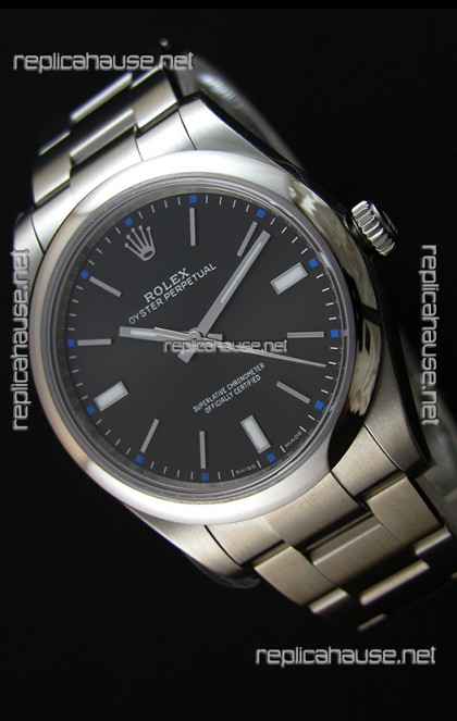 Rolex Oyster Perpetual Japanese Replica Watch - Black Dial in 39MM Casing