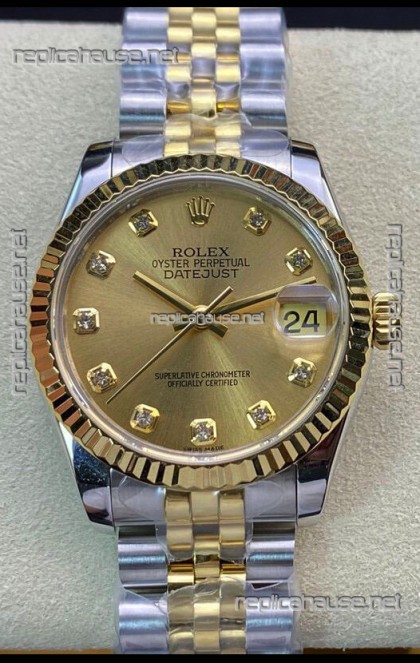 Rolex Datejust 278273 31MM Swiss Replica in 904L Steel in Gold Dial - 1:1 Mirror Replica