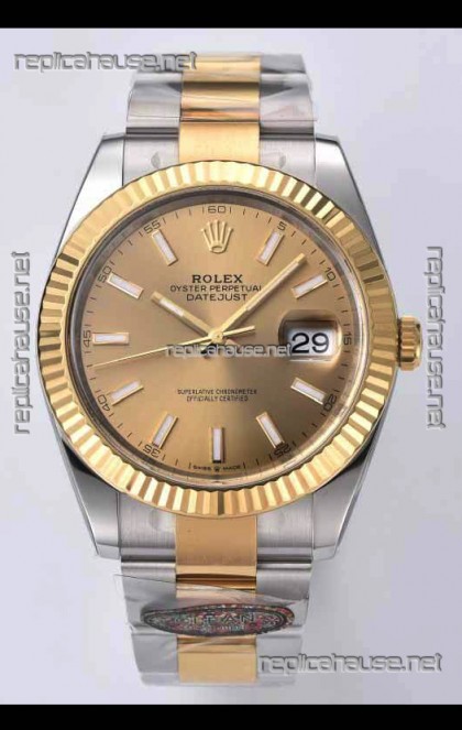 Rolex Datejust 126333 41MM Cal.3235 Swiss 1:1 Mirror Replica Watch in 904L Gold Dial