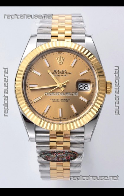 Rolex Datejust 126333 41MM Cal.3235 Swiss 1:1 Mirror Replica Watch in 904L Pale Gold Dial