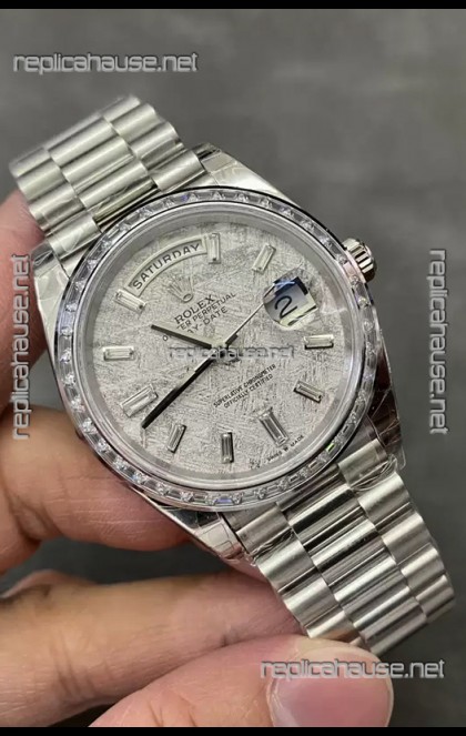 Rolex Day Date Presidential Stainless Steel Meteorite Dial Watch 40MM - 1:1 Mirror Quality