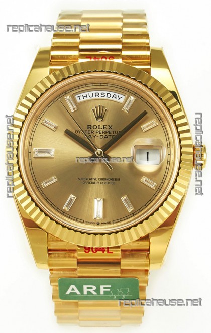 Rolex Day Date Presidential 18K Yellow Gold Watch 40MM - Gold Diamonds Dial 1:1 Mirror Quality