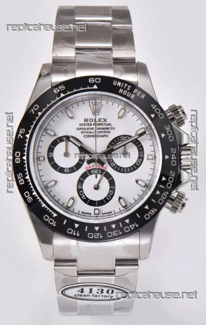 Rolex Cosmograph Daytona M116500LN Original Cal.4130 Movement - 904L Steel Watch in White Dial