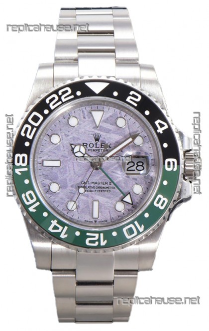 Rolex GMT Masters II 126720 Cal.3285 Pink Meteorite Dial 904L Steel in Oyster Strap Swiss Replica