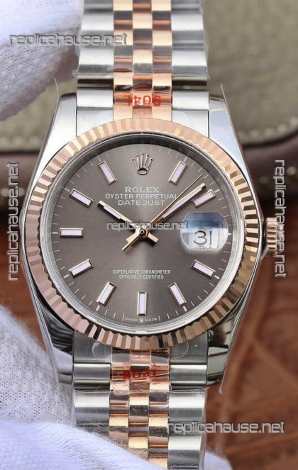 Rolex Datejust 36MM ETA-3135 Movement Swiss Replica in 904L Two Tone Grey Dial