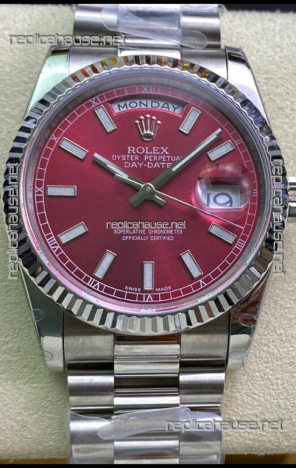Rolex Day Date Presidential 904L Steel 36MM - Maroon Dial 1:1 Mirror Quality Watch