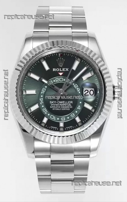 Rolex Sky-Dweller REF #m336934 Green Dial Watch in 904L Steel Case - Super Clone Watch