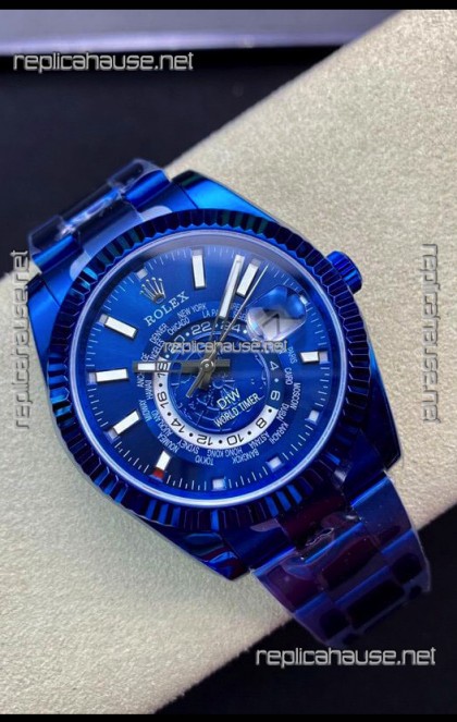 Rolex SkyDweller Swiss Watch in Blue PVD Coated Case - DIW Edition Blue Dial
