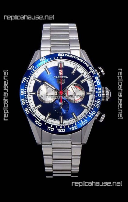 Tag Heuer Carrera Swiss Quartz Movement Replica Watch in Blue Dial - Stainless Steel Strap