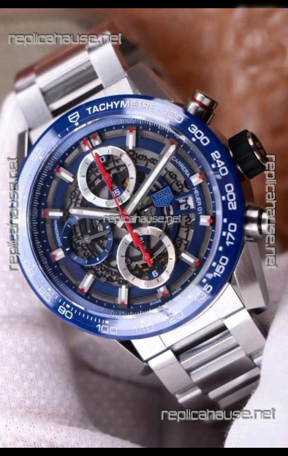 Tag Heuer Carrera Heuer 01 Swiss Replica Watch in Blue Dial/Bezel