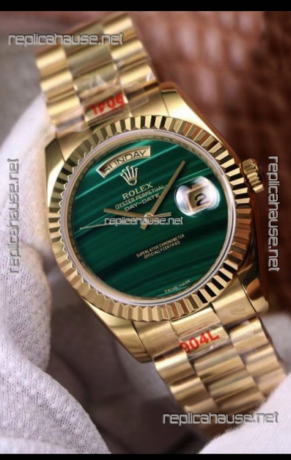 Rolex Day Date 18238 Presidential 18K Yellow Gold Watch 36MM - Malachite Dial 1:1 Mirror Quality Watch 