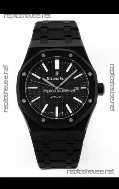 Audemars Piguet Royal Oak PVD Coated Swiss Replica Watch 3120 Swiss Movement - Black Dial 