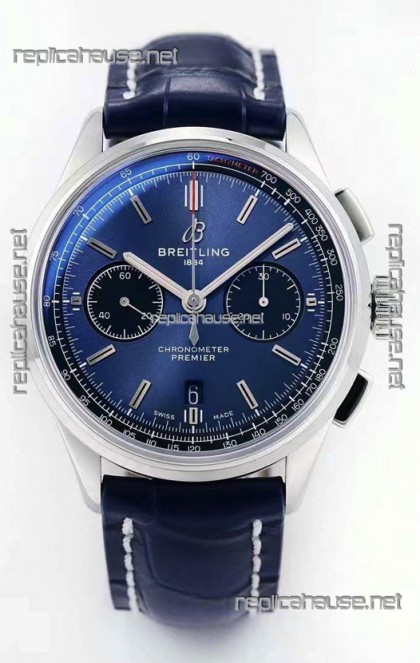 Breitling Premier B01 Chronograph 42 Edition Watch 1:1 Mirror Quality in Blue Dial 