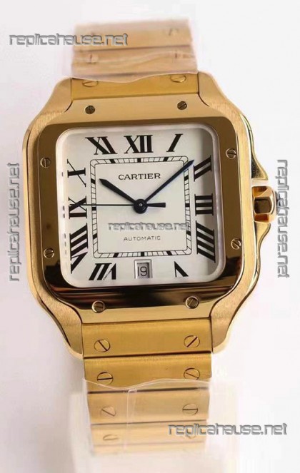 Cartier Santos De Cartier XL 1:1 Yellow Gold Casing Swiss Replica Watch 40MM