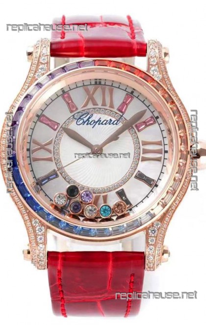 Chopard Happy Sport Swiss Automatic Replica Watch - Rose Gold Casing -  36MM Wide 