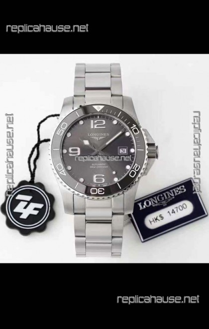 Longines HydroConquest 1:1 Mirror Swiss Replica Watch in Grey Dial Steel Strap