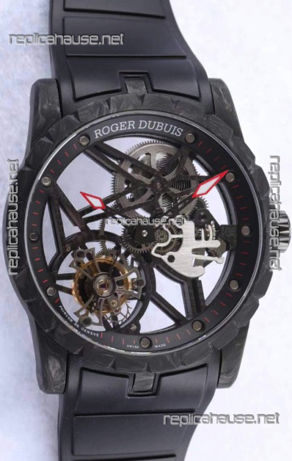 Roger Dubuis Excalibur Spider Flying Tourbillon Skeleton Carbon Casing 1:1 Mirror Swiss Watch