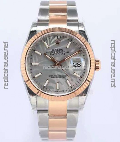 Rolex Datejust Palm Motif Dial 36MM Cal.3135 Movement Swiss Replica Watch in 904L Two Tone Casing