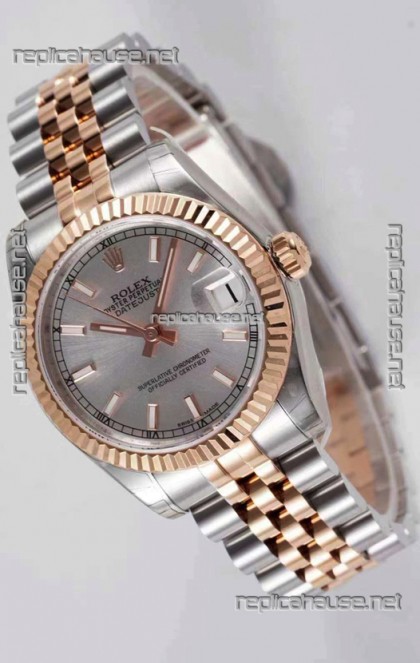 Rolex Datejust 31MM Cal.3135 Movement Swiss Replica Grey Dial Jubilee Strap - Ultimate 904L Steel Watch