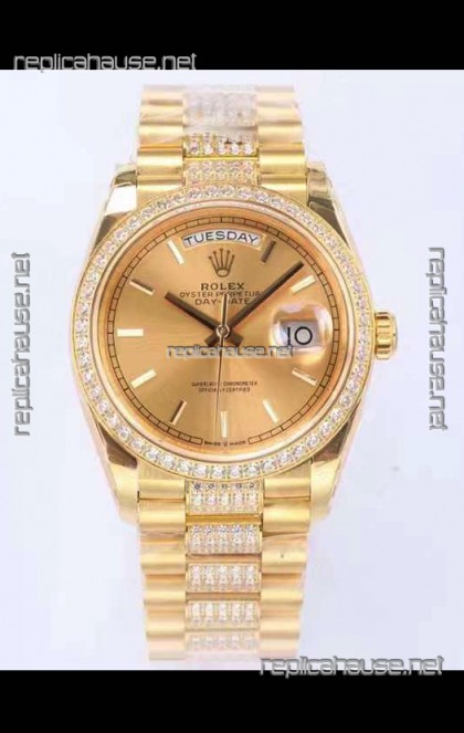 Rolex Day Date Presidential 18K Yellow Gold Watch 36MM - Gold Dial 1:1 Mirror Quality Watch