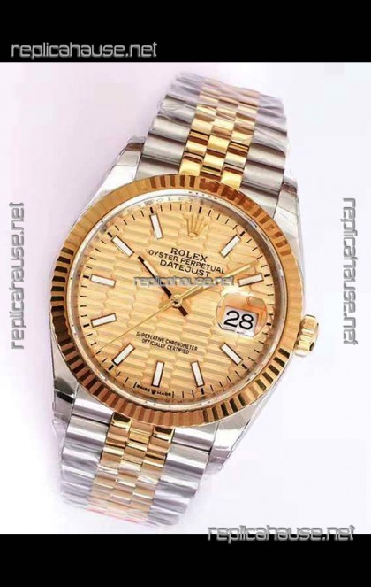 Rolex Datejust Fluted-Motif Dial 41MM Cal.3135 Movement Swiss Replica Watch in 904L Two Tone Casing