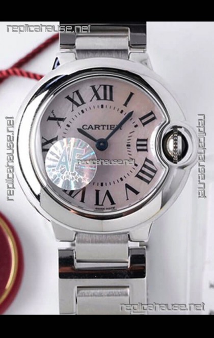 Ballon De Cartier Swiss Quartz 1:1 Mirror Quality 28MM in Steel Casing White Pearl Dial 