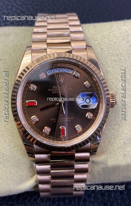 Rolex Day Date 36MM 118235 Rose Gold in Brown Dial 1:1 Mirror Replica Watch