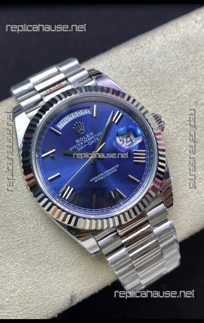 Rolex Day Date M228206-0015 904L Steel 40MM - Blue Dial 1:1 Mirror Replica