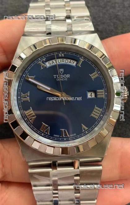 Tudor Royal Edition Watch - 1:1 Mirror Replica in Steel Casing - Blue Roman Dial
