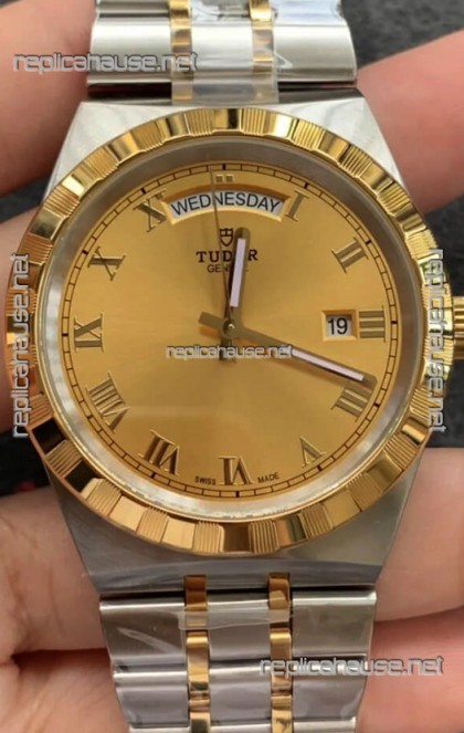 Tudor Royal Edition Watch - 1:1 Mirror Replica in Two Tone Casing - Gold Roman Dial