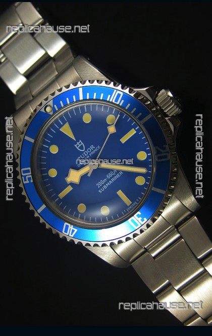 Tudor Oyster Prince Vintage 200M Blue Dial Dot Markers Swiss 1:1 Mirror Replica Watch 