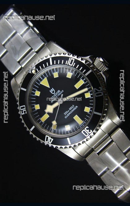 Tudor Oyster Prince Vintage 200M Black Dial Squre Markers Swiss 1:1 Mirror Replica Watch 