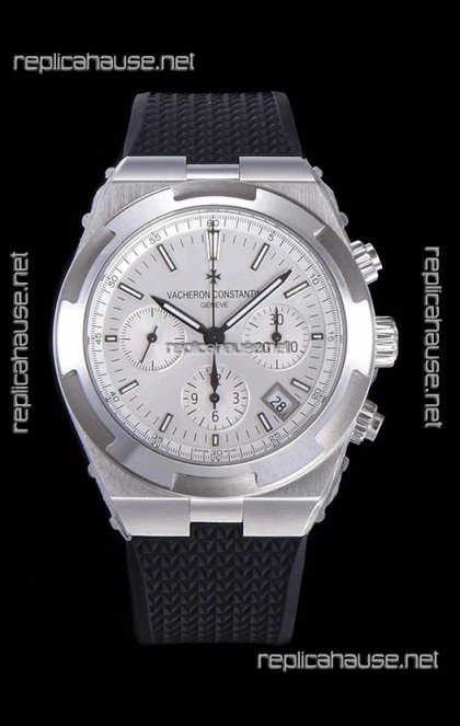 Vacheron Constantin Overseas Chronograph White Dial Swiss Replica Watch - Rubber Strap