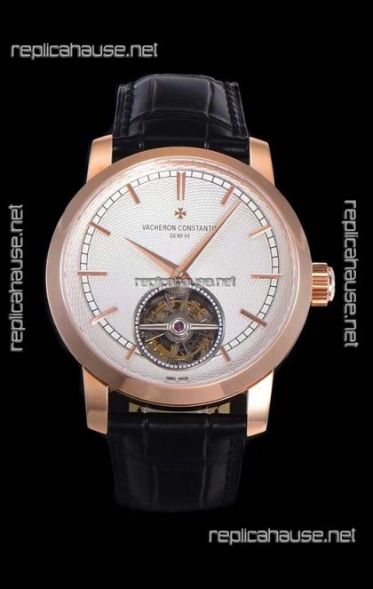 Vacheron Constantin Minute Repeater Tourbillon Swiss Replica Watch in Steel Casing 44MM Rose Gold Casing