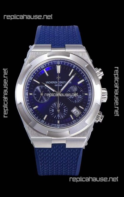 Vacheron Constantin Overseas Chronograph Blue Dial Swiss Replica Watch - Rubber Strap