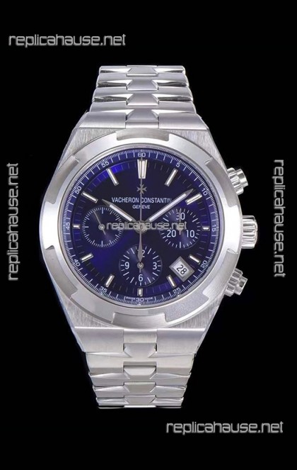 Vacheron Constantin Overseas Chronograph Blue Dial Swiss Replica Watch - Stainless Steel Strap
