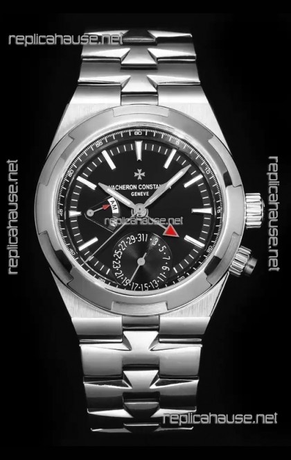 Vacheron Constantin Overseas Dual Time 1:1 Mirror Swiss Replica Watch in Black Dial 