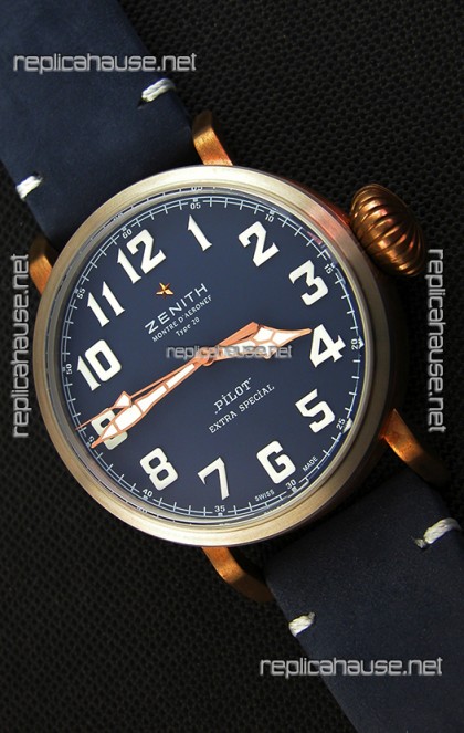 Zenith Pilot Type 20 Extra Special Vintage Style Blue Dial Swiss 1:1 Mirror Replica watch 