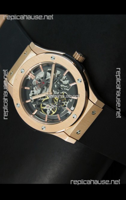 Hublot Classic Fusion Japanese Replica Watch in Pink Gold Casing